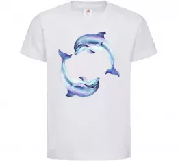 Дитяча футболка Watercolor dolphins Білий фото