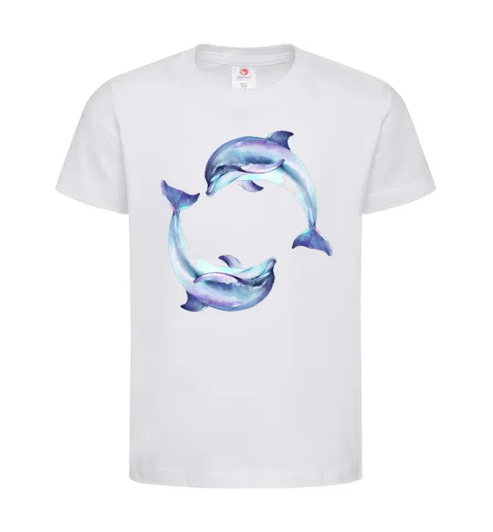 Дитяча футболка Watercolor dolphins Білий фото