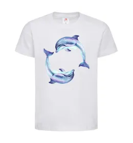 Детская футболка Watercolor dolphins Белый фото