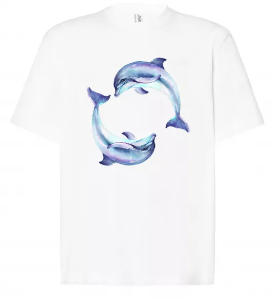Футболка Оверсайз Watercolor dolphins Білий фото