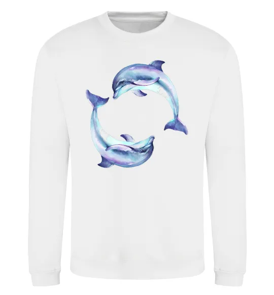 Світшот Watercolor dolphins Білий фото