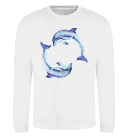 Світшот Watercolor dolphins Білий фото