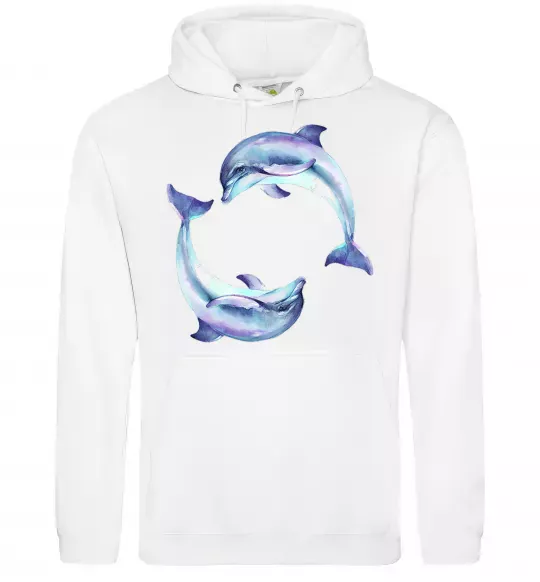 Женская толстовка (худи) Watercolor dolphins Белый фото