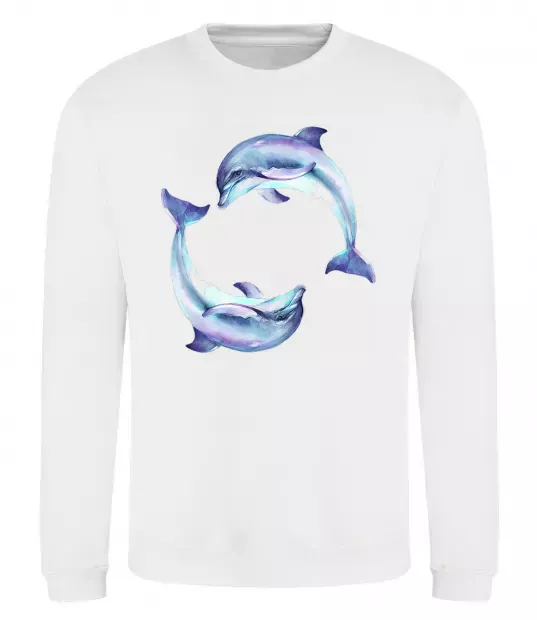 Світшот Watercolor dolphins Білий фото