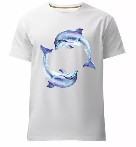 Чоловіча преміум футболка Watercolor dolphins Білий фото
