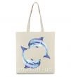 Эко-сумка Watercolor dolphins Бежевый фото