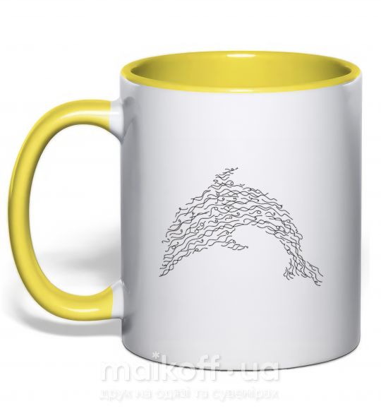Чашка з кольоровою ручкою Dolphin curly Сонячно жовтий фото