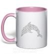Чашка з кольоровою ручкою Dolphin curly Ніжно рожевий фото
