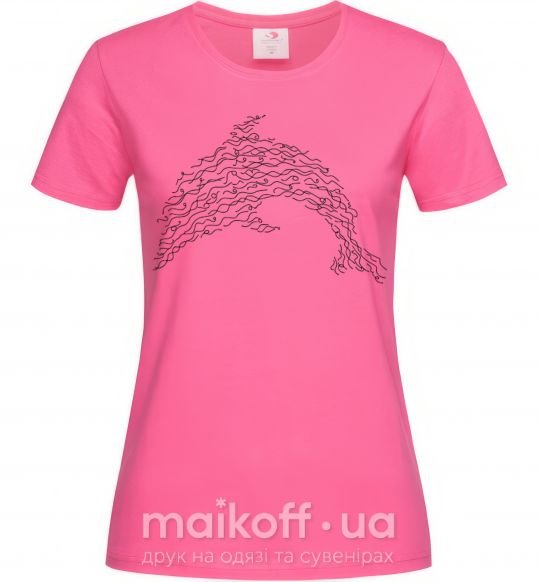 Женская футболка Dolphin curly Ярко-розовый фото