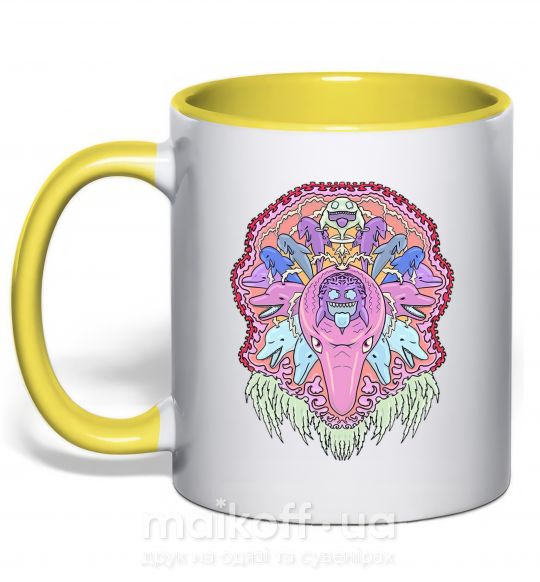Чашка з кольоровою ручкою Pink dolphin Сонячно жовтий фото