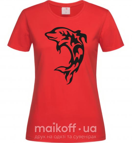 Жіноча футболка Black dolphin Червоний фото