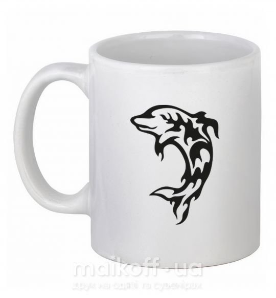 Чашка керамічна Black dolphin Білий фото