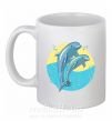 Чашка керамическая Blue dolphins Белый фото