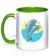 Чашка з кольоровою ручкою Blue dolphins Зелений фото