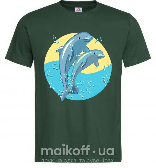 Мужская футболка Blue dolphins Темно-зеленый фото
