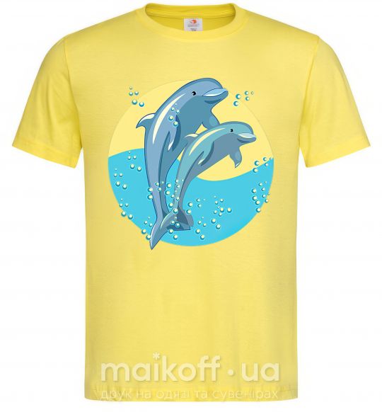 Мужская футболка Blue dolphins Лимонный фото