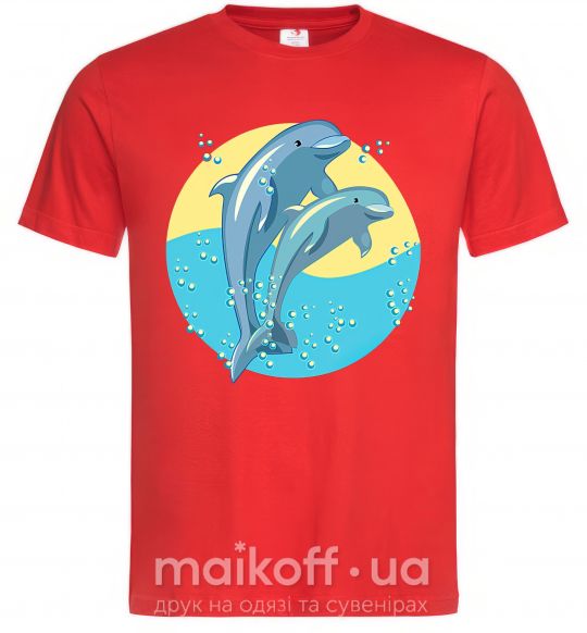 Мужская футболка Blue dolphins Красный фото