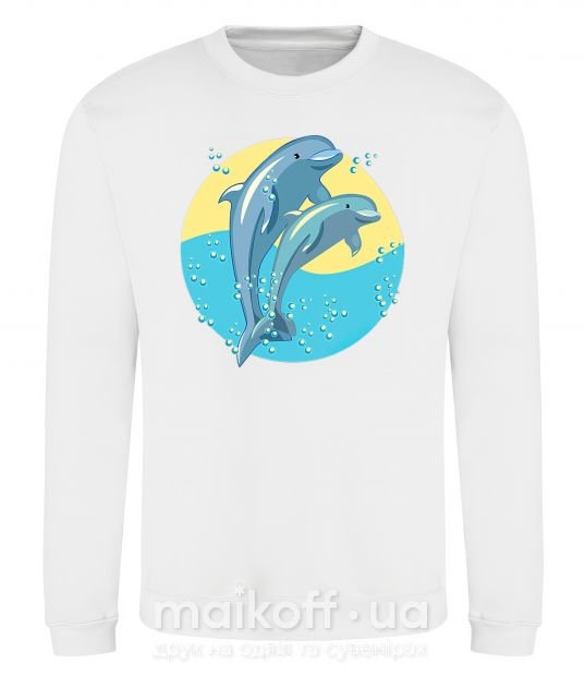 Світшот Blue dolphins Білий фото