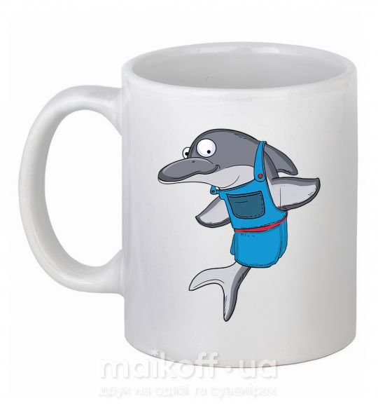 Чашка керамічна Дельфин в фартуке Білий фото