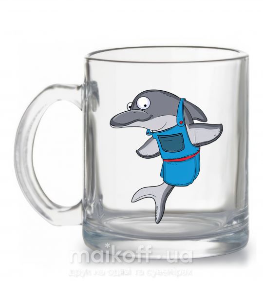Чашка скляна Дельфин в фартуке Прозорий фото