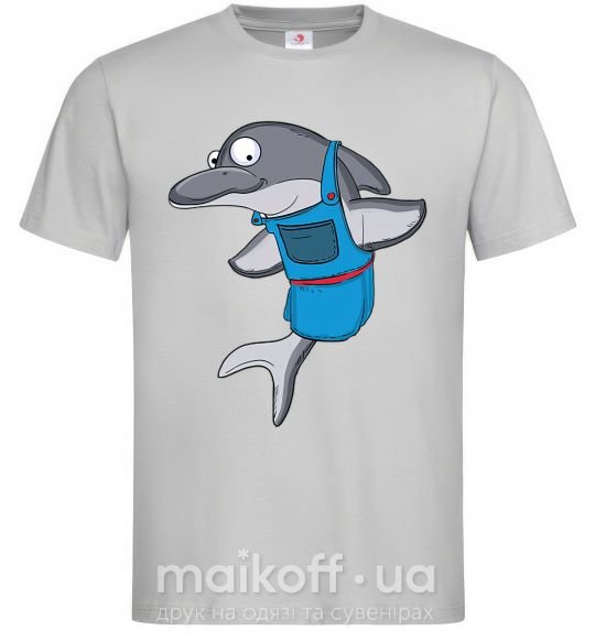 Мужская футболка Дельфин в фартуке Серый фото