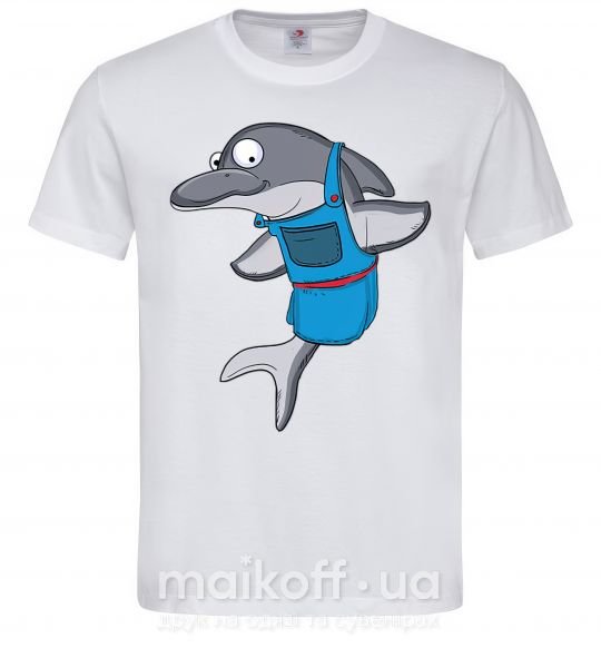 Мужская футболка Дельфин в фартуке Белый фото
