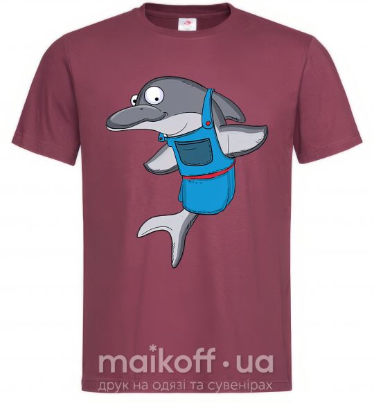 Мужская футболка Дельфин в фартуке Бордовый фото