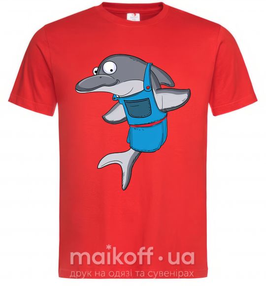 Мужская футболка Дельфин в фартуке Красный фото
