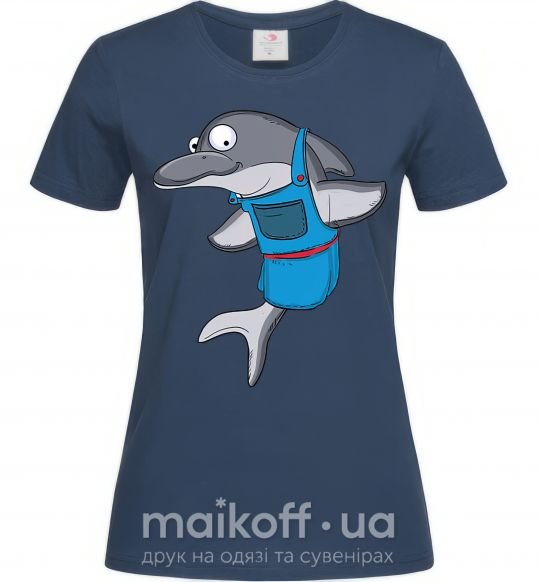 Жіноча футболка Дельфин в фартуке Темно-синій фото