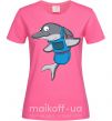 Женская футболка Дельфин в фартуке Ярко-розовый фото