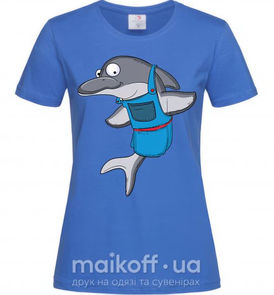 Женская футболка Дельфин в фартуке Ярко-синий фото