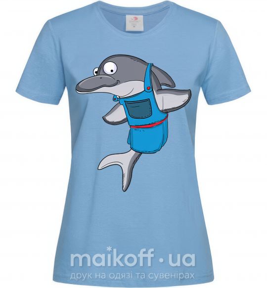 Жіноча футболка Дельфин в фартуке Блакитний фото