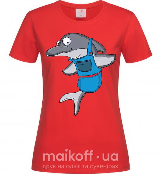 Жіноча футболка Дельфин в фартуке Червоний фото