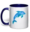 Чашка с цветной ручкой Акварельний дельфін Глубокий темно-синий фото