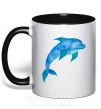 Чашка с цветной ручкой Акварельный дельфин Черный фото