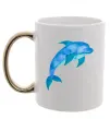 Чашка с цветной ручкой Акварельний дельфін Золото фото