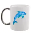 Чашка с цветной ручкой Акварельний дельфін Серебро фото