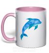 Чашка с цветной ручкой Акварельный дельфин Нежно розовый фото