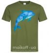 Мужская футболка Акварельный дельфин Оливковый фото