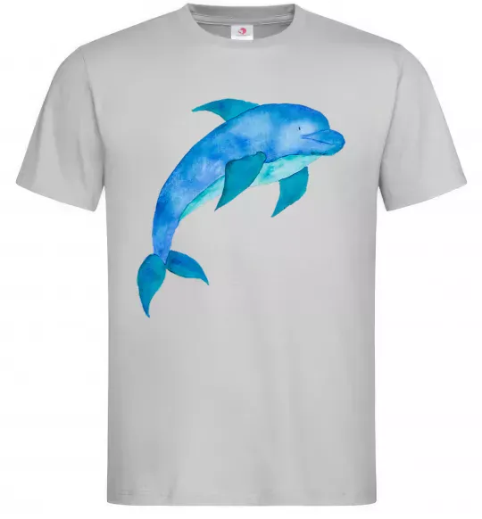 Чоловіча футболка Акварельний дельфін Сірий фото
