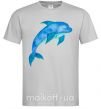 Мужская футболка Акварельный дельфин Серый фото