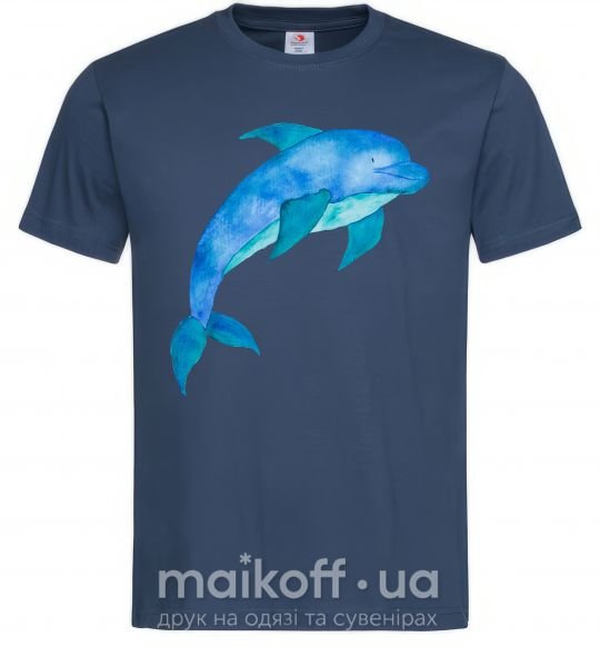 Мужская футболка Акварельный дельфин Темно-синий фото