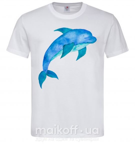 Мужская футболка Акварельный дельфин Белый фото