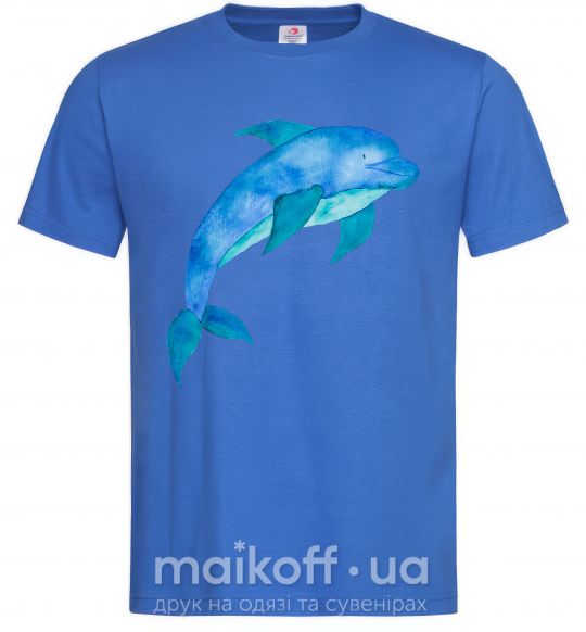 Мужская футболка Акварельный дельфин Ярко-синий фото
