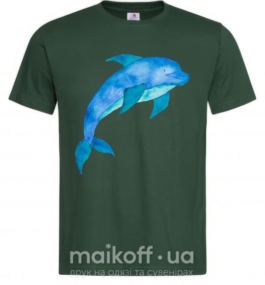 Чоловіча футболка Акварельный дельфин Темно-зелений фото