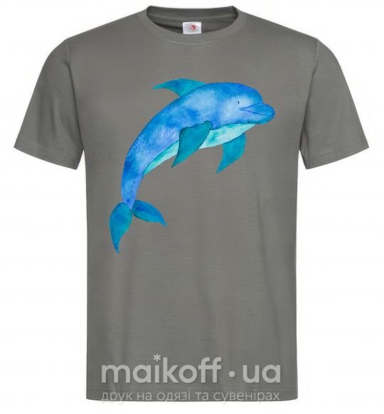 Мужская футболка Акварельный дельфин Графит фото