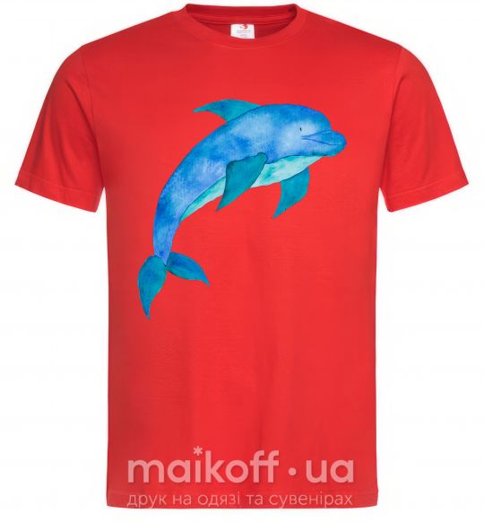 Чоловіча футболка Акварельный дельфин Червоний фото