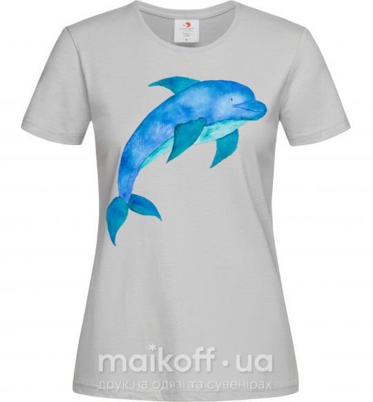 Жіноча футболка Акварельный дельфин Сірий фото