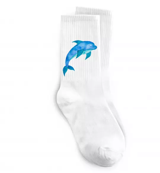 Шкарпетки Акварельний дельфін Білий фото