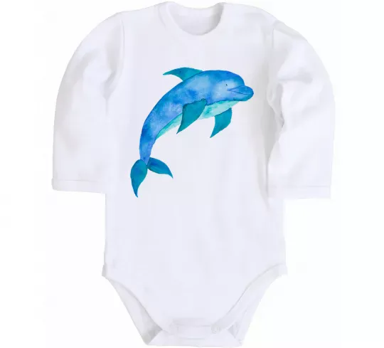 Детский боди Акварельний дельфін Белый фото